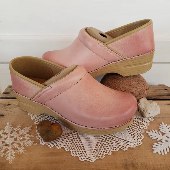 Rose Quartz Dansko Pro Honey Clogs Pink Burnished Distressed Boho Cottage 37 39 - Picture 11 of 11